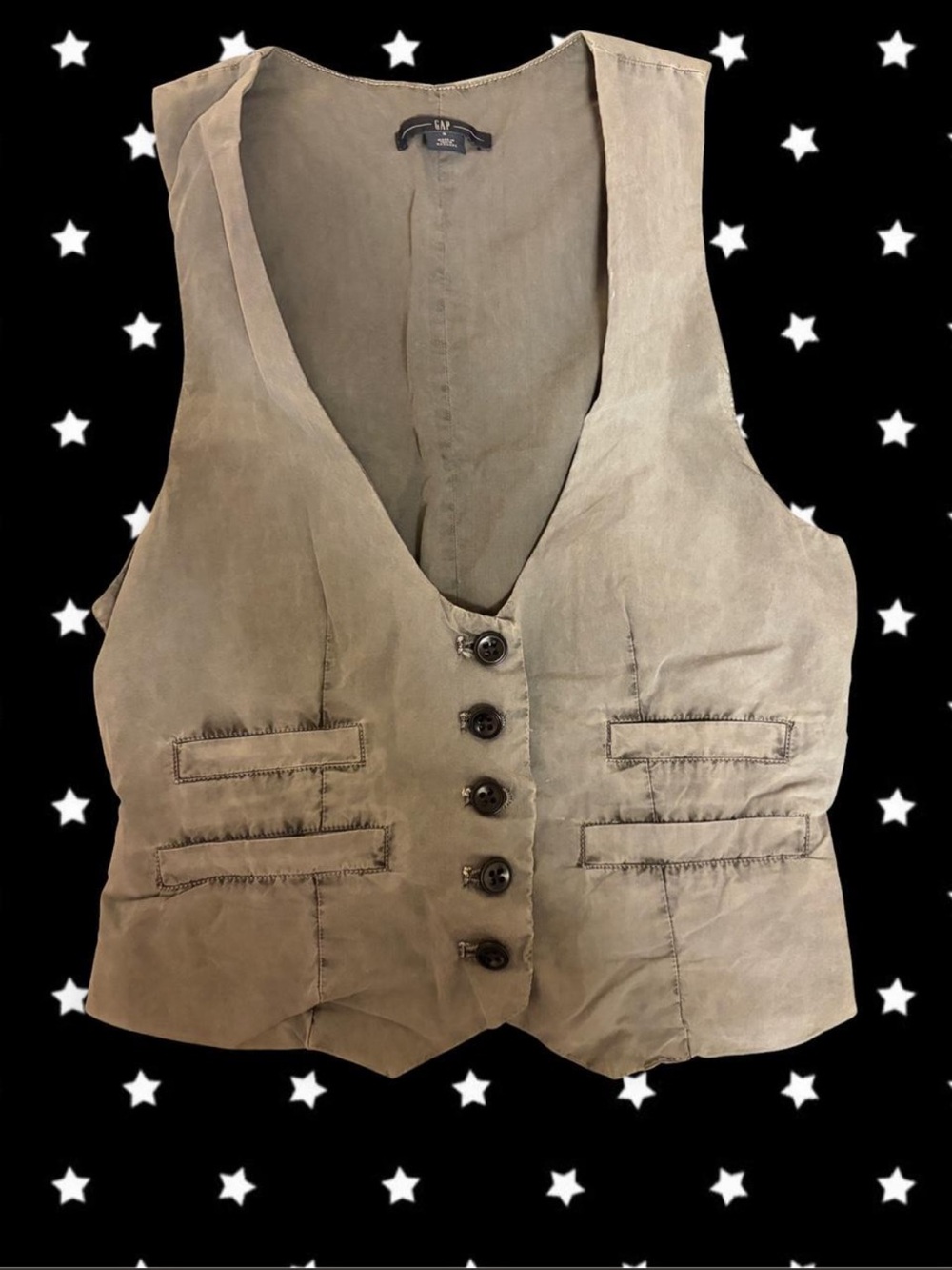 GAP Women's Gray Button-Front Vest